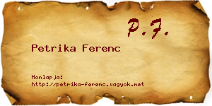 Petrika Ferenc névjegykártya
