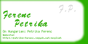 ferenc petrika business card